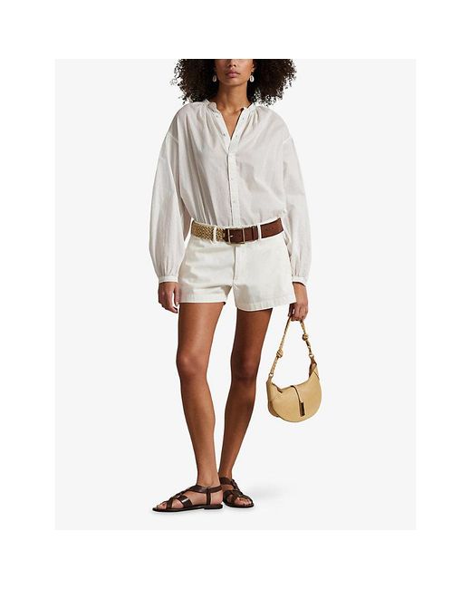 Polo Ralph Lauren White Mid-Rise Four-Pocket Cotton Shorts