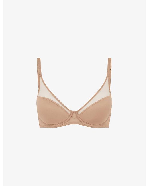 Agent Provocateur White Lucky Panelled Stretch-tulle Underwired Bra