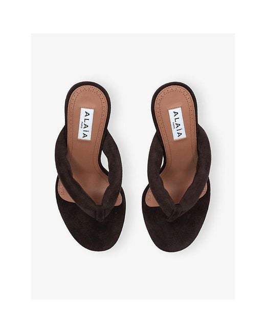 Alaïa Black Padded 90 Suede Sandals