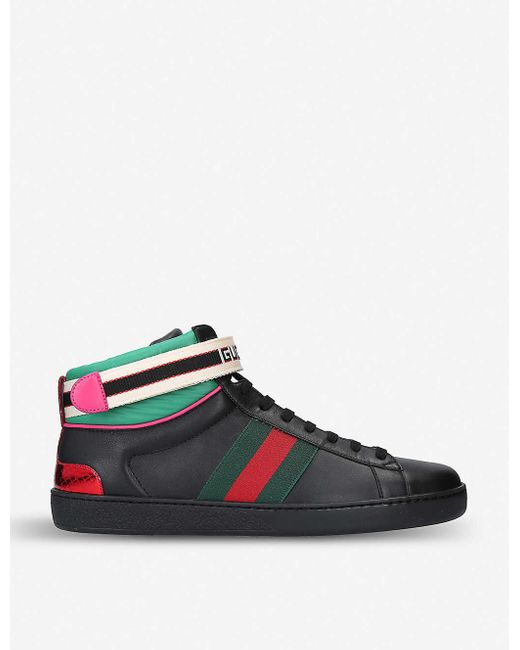 Gucci Leather Stripe Ace High-top Sneakers in Black for Men - Save 18% -  Lyst