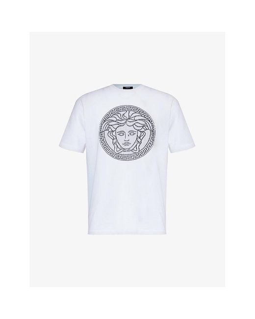 Versace White Medusa Brand-emblem Cotton-jersey T-shirt for men
