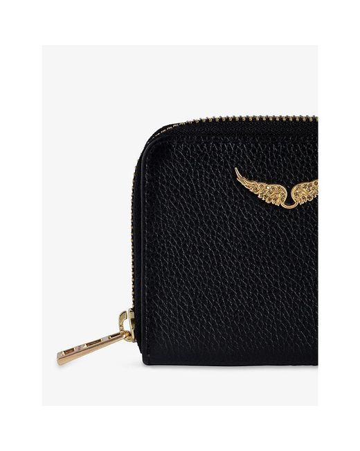 Zadig & Voltaire Black Zv Mini Logo-Plaque Leather Coin Purse