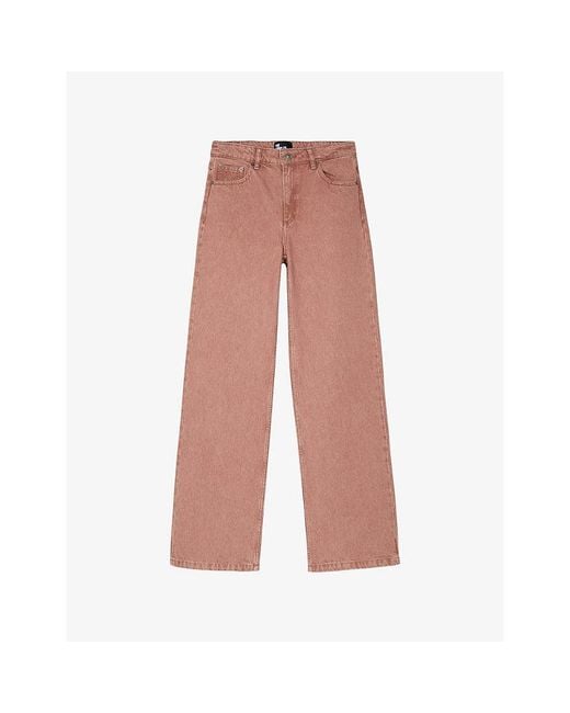 The Kooples Pink Faded-Wash Straight-Leg High-Rise Jeans