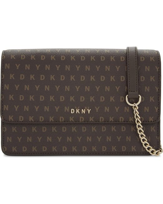 DKNY Brown Logo Leather Small Cross-body Bag