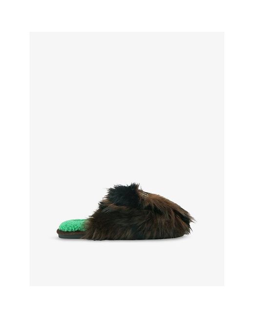 Kurt Geiger Black Kensington Faux-Fur Slippers