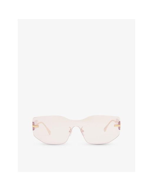 Fendi Natural Fe40066u Shield-frame Metal Sunglasses