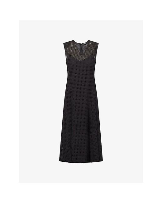 Theory Black Easy Curve Cotton Midi Dress