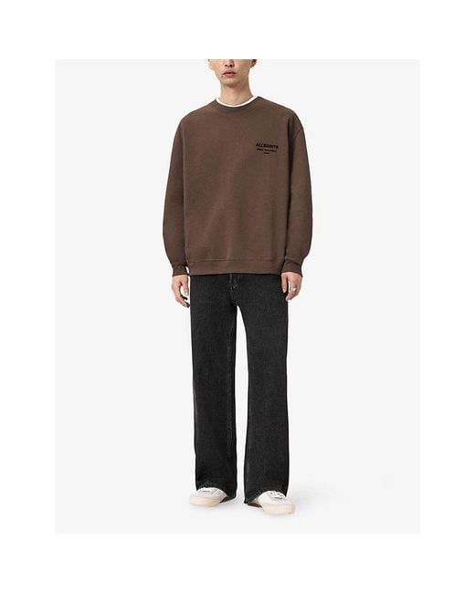 AllSaints Brown Xander Branded-Print Cotton-Jersey Sweatshirt for men