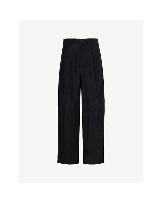 Giorgio Armani Black Relaxed-fit Straight-leg Woven-blend Trousers for men