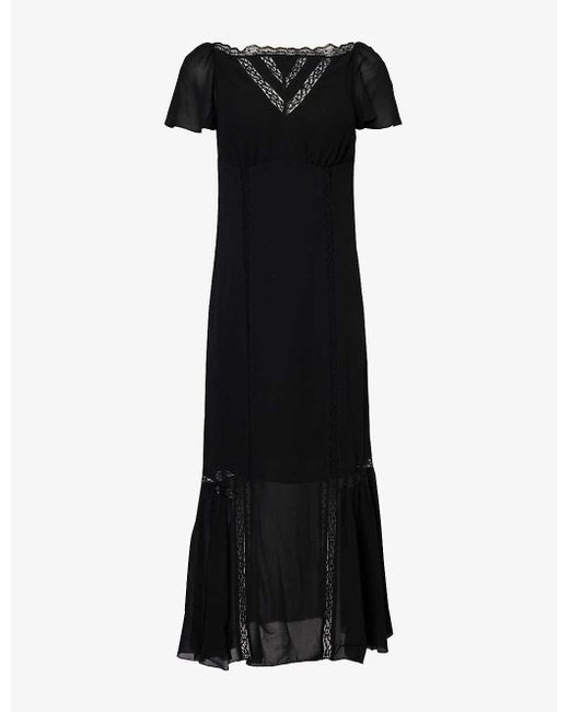 Reformation Black Domini Scoop-neck Crepe Midi Dress