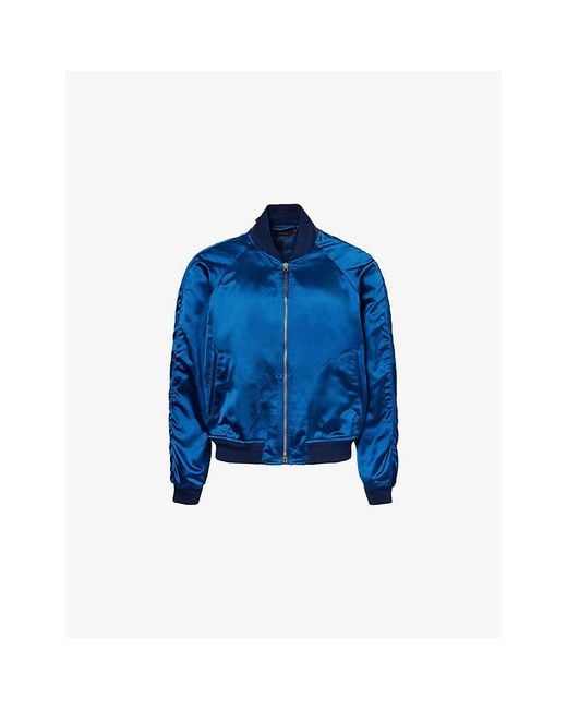 Tom Ford Blue Structured Silk Bomber Jacket for men