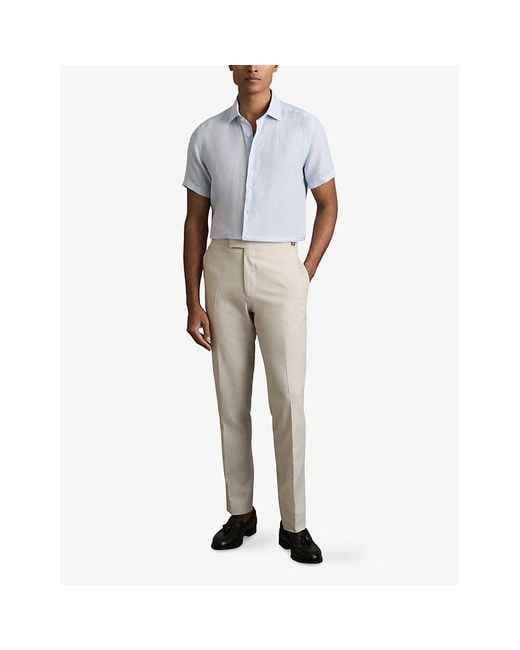 Reiss White Holiday Short-Sleeved Linen Shirt for men