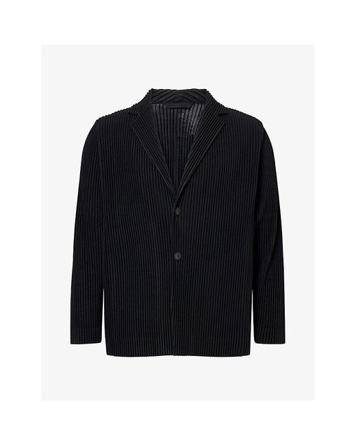 Homme Plissé Issey Miyake Black Basics Single-Breasted Knitted Blazer for men