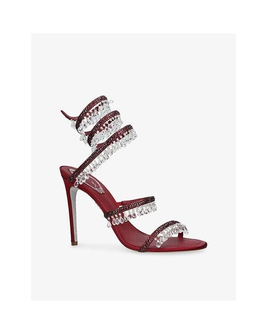 Rene Caovilla Pink Chandelier 105 Crystal-Embellished Satin Heeled Sandals
