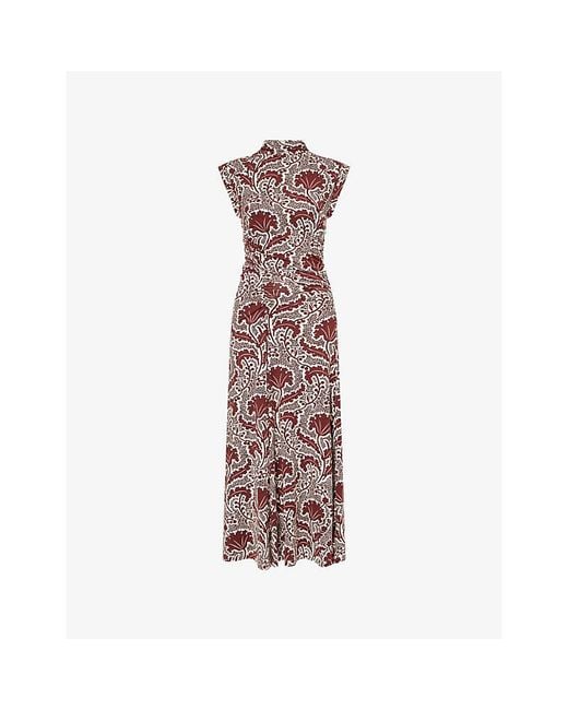 ME+EM Multicolor Rising Flower Printed Stretch-Jersey Maxi Dress
