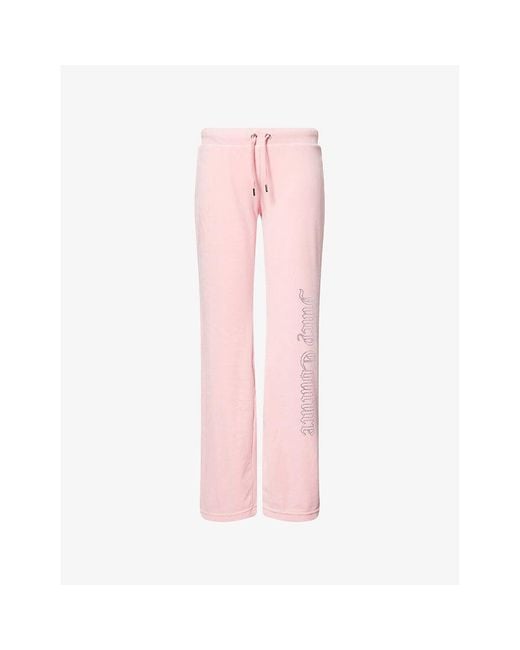 Juicy Couture Women's Pink Christine Velour Low-Rise Stretch-Woven - Main Image