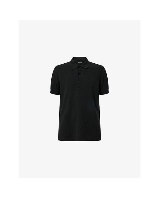 Tom Ford Black Short-Sleeve Piquet Cotton-Blend Polo Shirt for men