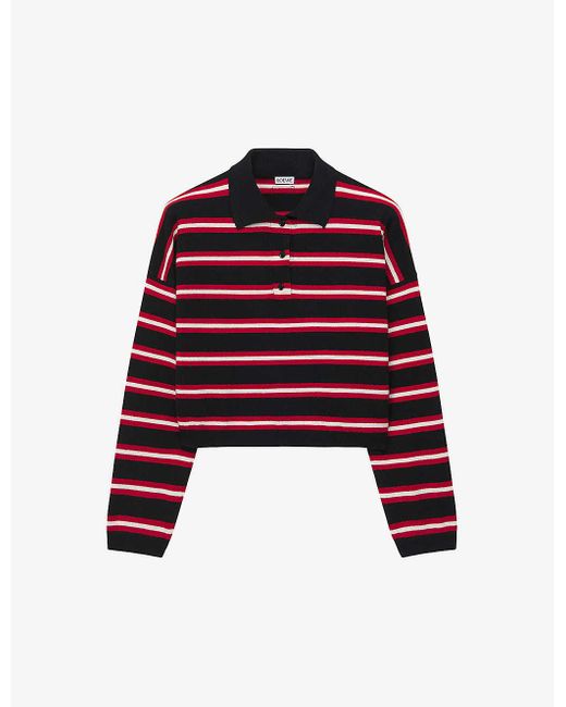 Loewe Red Striped Relaxed-fit Wool Polo Shirt