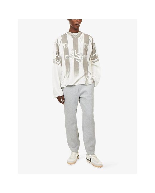 Represent White Graphic-Print Football Long-Sleeve Cotton And Hemp Top for men