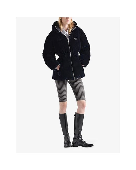 Prada Blue Velvet Down Jacket