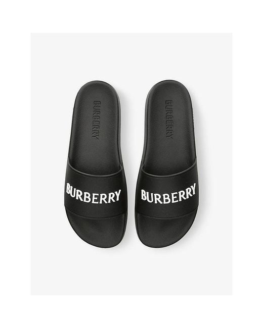 Burberry Black Furley Rubber Sliders for men