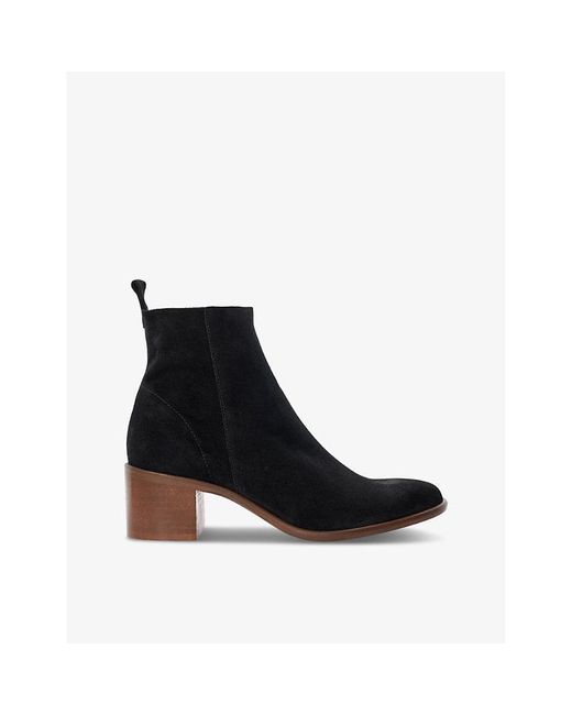 Dune Black Paprikaa Heeled Almond-toe Suede Ankle Boots