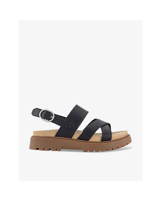 Timberland Blue Clairemont Logo-debossed Leather Sandals