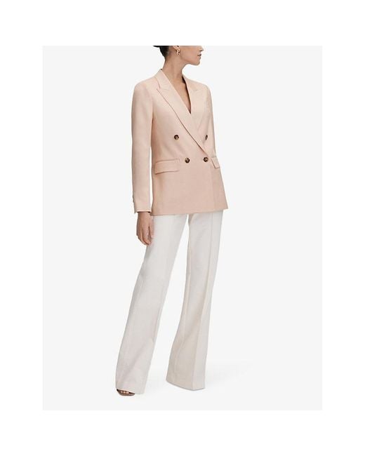 Reiss Natural Eve Double-breasted Satin Blazer
