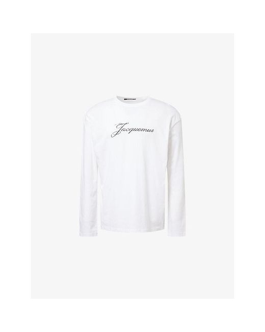 Jacquemus White Le Long-Sleeve Cotton And Hemp-Blend T-Shirt for men