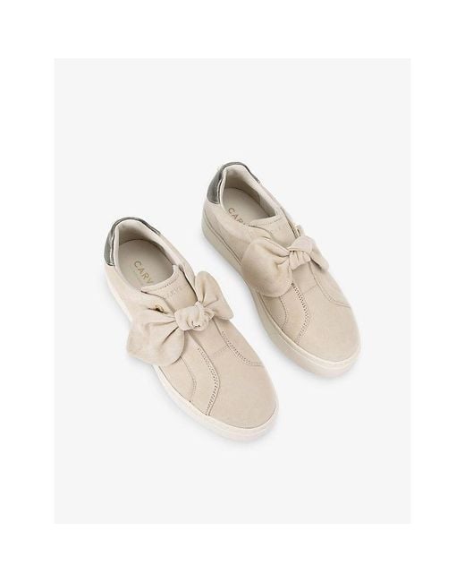 Carvela Kurt Geiger White Chiara Bow Suede Low-Top Trainers