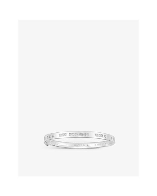 Apm Monaco White Bonheur Morse Code Sterling- And Cubic Zirconia Bangle
