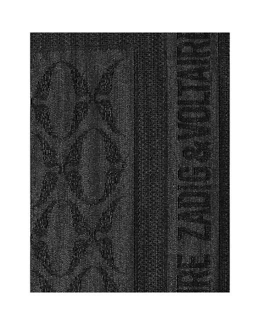 Zadig & Voltaire Black Glenn Brand-Print Metallic-Woven Scarf