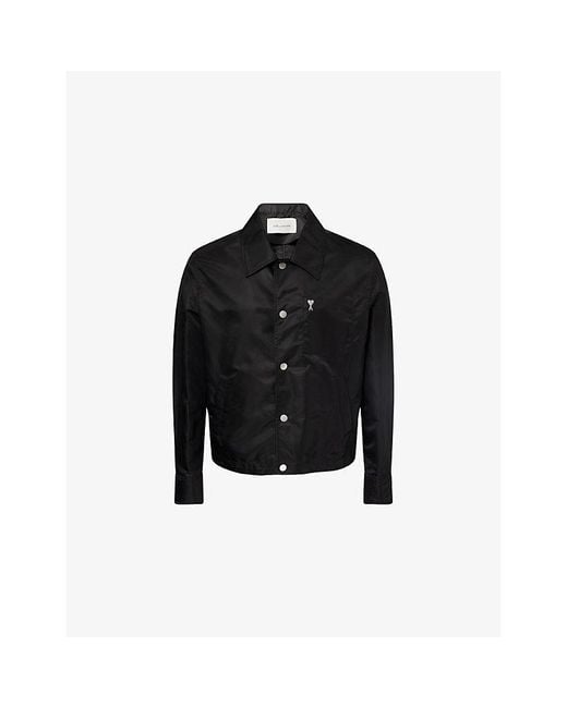 AMI Black Drawstring-Hem Boxy-Fit Woven Jacket for men