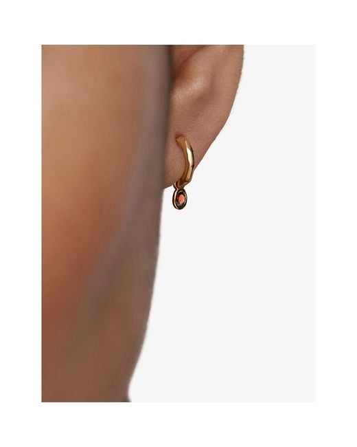 Monica Vinader Metallic January Birthstone 18Ct- Vermeil And Garnet Huggie Earrings
