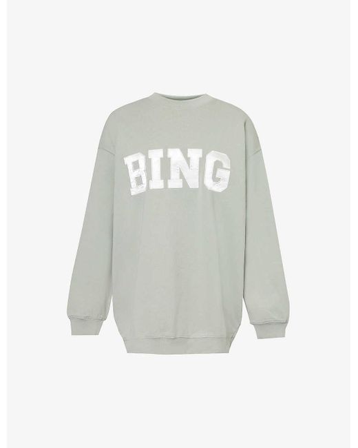 Anine Bing White Tyler Brand-appliqué Cotton-jersey Sweatshirt