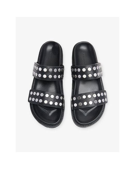 Whistles Black Studded Leather Sliders