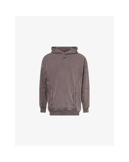 GYMSHARK Brown Heritage Washed Cotton-Blend Hoody for men
