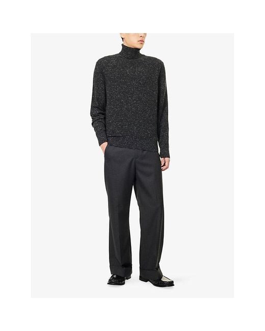 Dunhill Black Roll-Neck Long-Sleeve Cashmere Blend Jumper for men