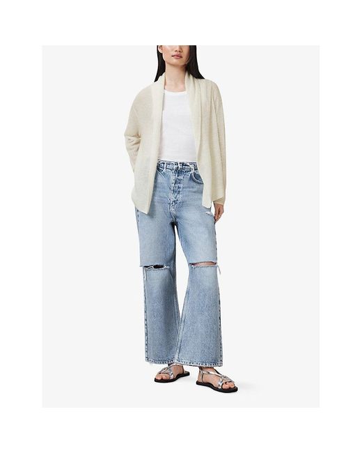AllSaints Natural Jade Semi-Sheer Wool-Blend Cardigan