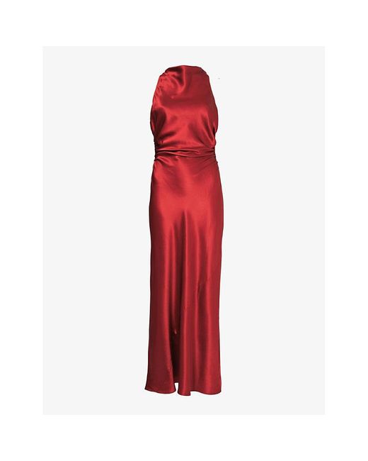Reformation Red Casette Silk Maxi Dress