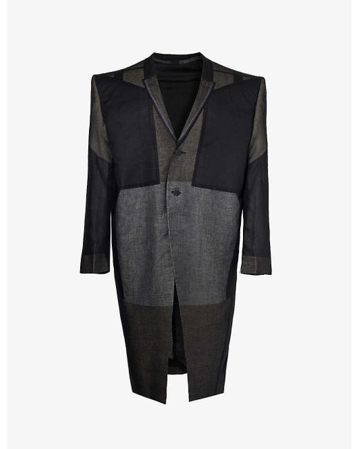 Rick Owens Black Tatlin Semi-sheer Relaxed-fit Cotton Coat for men