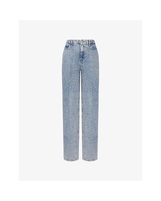 GOOD AMERICAN Blue Good Skate Wide-Leg Denim-Blend Jeans