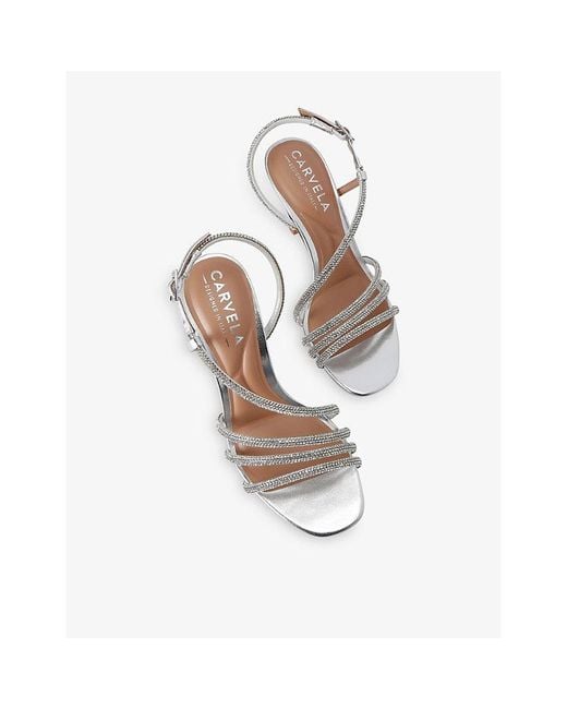 Carvela Kurt Geiger White Paparazza Jewel Heeled Woven Sandals