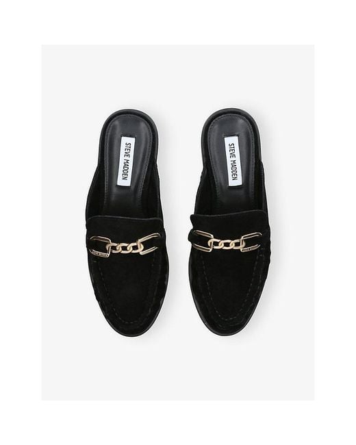 Steve Madden Black Kapture Suede Backless Loafers