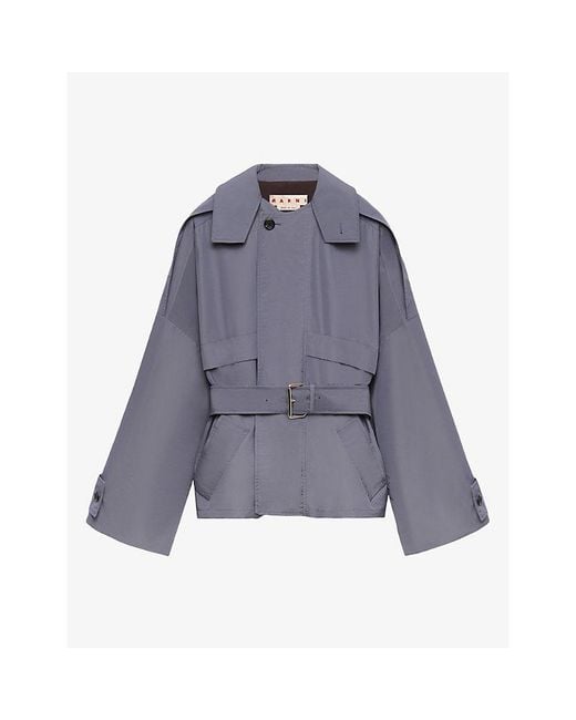 Marni Blue Belted Blouson Trench Coat