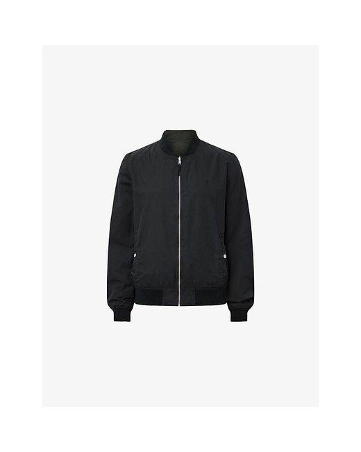 AllSaints Black Bassett Stand-Collar Reversible Cotton-Blend Jacket for men