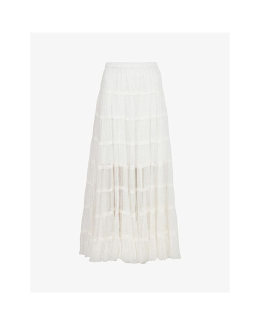 AllSaints White Eva Elasticated-waist Crepe Maxi Skirt