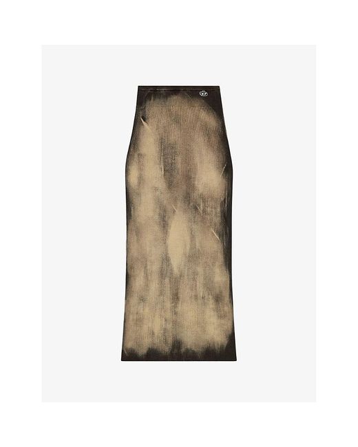 DIESEL Natural M-delma Bleached-effect High-rise Stretch-knit Maxi Skirt
