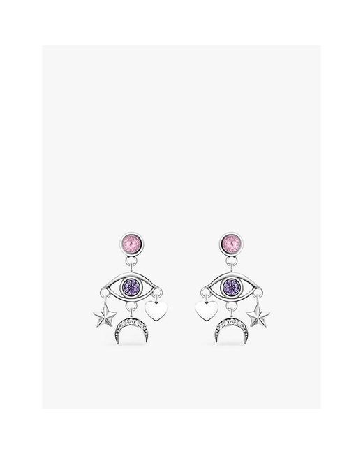 Thomas Sabo White Cosmic Talismans 925 Sterling- And Zirconia Drop Earrings