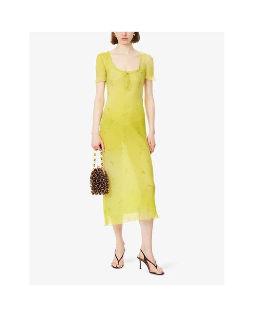 Rat & Boa Yellow Anessa Sheer Chiffon Midi Dress